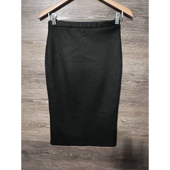 Saks Fifth Avenue 5/48 Womens Vegan Leather Pencil Skirt Black Sz XS Midi - Picture 3 of 6